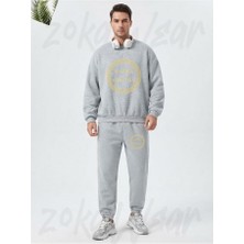 Zoka Wear Gnothi Sauton Know Thyself Ancient Greek Philosophy Meander Art Baskılı Gri Eşofman Takımı