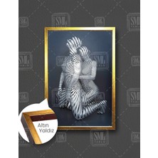 SML Tablo Sarılan Metal Çift Dekoratif Çerçeveli Dikey Kanvas Tablo