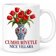 Salmore Cumhuriyet Buketi Tasarımlı Porselen Kupa - Model 784 Bty
