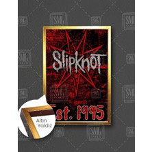 SML Tablo Slipknot Est 1995 Metal Müzik Grubu Red Rock Music Çerçeveli Dikey Kanvas Tablo