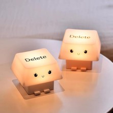 Delete Tuşu Gece Lambası, LED Masa Lambası, USB Şarjlı, Bej, 9 x 14 cm