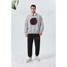 Zoka Wear Karga 3 Baskılı Gri Siyah Eşofman Takımı