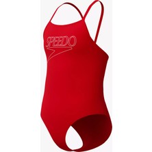 Speedo Logo Kırmızı Kız Çocuk Yüzücü Mayosu