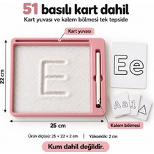 Rami Ramı Montessori Kum Tepsisi ve 51 Öğrenme Kartı Seti – Kalemli, Kart Yuvalı Yazıya Hazırlık