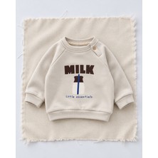 RG Brand Milk Figürlü Düğmeli Omuz Bebek Sweatshirt | 6 Ay–4 Yaş | RG405