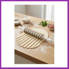 Salmore 9 Bıçaklı Paslanmaz Çelik Mantı Merdanesi & Pratik Hamur Kesme Aparatı (43 Cm) Bty