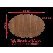 Asude Hediyelik Ahşap 30X20 cm 5 Ad Ceviz Bambu Tepsi Örgü Plakası Supla Delikli Altlık Tığ Taban Işi Sepet Tabanı