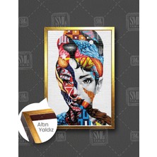 SML Tablo Audrey Hepburn Graffiti Portre Ikon Kadın Dekoratif Kanvasçerçeveli Dikey Kanvas Tablo