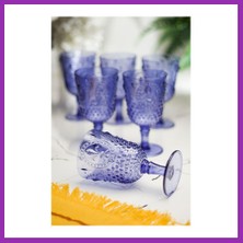 Salmore Akrilik Mavi 6'lı Kadeh & Su Meşrubat Kahve Yanı Bardağı 450 ml ( Cam Değildir ) Bty