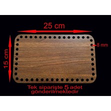 Asude Hediyelik Ahşap Ceviz 25X15 cm 5 Ad Bambu Tepsi Örgü Plakası Supla Delikli Altlık Tığ Taban Işi Sepet Taban