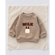 RG Brand Milk Figürlü Düğmeli Omuz Bebek Sweatshirt | 6 Ay–4 Yaş | RG405