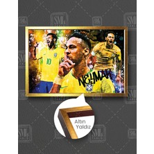 SML Tablo Brezilyalı Efsane Futbolcu Neymar Sokak Sanatı Grafiti  Çerçeveli Yatay Kanvas Tablo