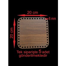 Asude Hediyelik Ahşap Ceviz 20X20 cm 5 Ad Bambu Tepsi Örgü Plakası Supla Delikli Altlık Tığ Taban Işi Sepet Tabanı