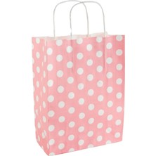 Zero Land Csmo-Tex 8X18X24 cm Benekli Büküm Saplı Kağıt Poşet 1 Adet Pembe