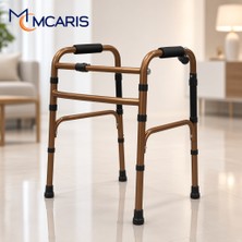 Mcaris Mcarıs Katlanabilir Yürüteç Walker Bronz | Metal Gövde Hasta Yaşlı Yürüteci