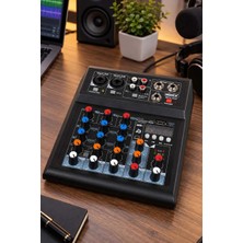 Midex MDX-999N 4 Kanal Stüdyo Kayıt Mixer Ses Kartlı Efektli Phantomlu USB-BT Deck Mikser