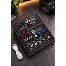 Midex MDX-285-BK 4 Kanal USB Stüdyo Kayıt Mixer 99 DSP Efekt Phantomlu Bluetooth Ses Mikseri