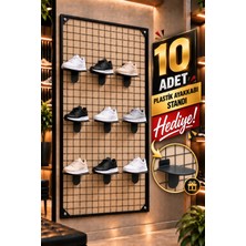 Rafburada Sık Telli Tel Raf - Tel Pano Stand, Duvar Askılığı-10 Adet Plastik Ayakkabı Standı Hediyeli 60X120 cm