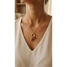 Stainles Steel Zirkın Taşlı Charm Kolye