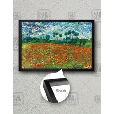 SML Tablo Vincent Van Gogh Kırmızı Gelincik Tarlası Doğa Manzarası  Çerçeveli Yatay Kanvas Tablo