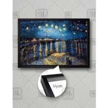 SML Tablo Van Gogh Starry Rhone Nehri Üzerinde Yıldızlı Gece  Çerçeveli Yatay Kanvas Tablo
