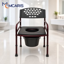 Mcaris Mcarıs Katlanabilir Tuvalet Sandalyesi Bordo | Klozetli Hasta Yaşlı Wc Sandalyesi