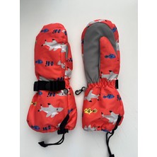 Petityu 1-4 Yaş Içi Polarlı Su Geçirmez Turuncu Kayak Snowboard Kar Eldiveni