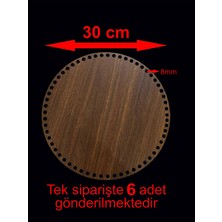 Asude Hediyelik Ahşap Ceviz 30 cm 6 Ad Bambu Tepsi Örgü Plakası Supla Delikli Altlık Tığ Taban Işi Sepet Tabanı