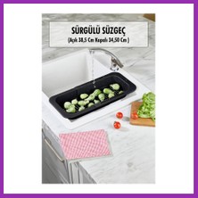 Salmore Lavoba Içi Sürgülü Açılır Kapanır Sebze Meyve Süzgeci Siyah (Açık 38,5 cm Kapalı 34,50 cm ) Bty