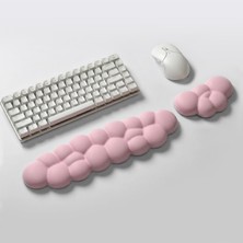 KlasseGear Klasse Cloud Klavye ve Mouse Bilek Destek Seti, Bulut Ergopad, Kaymaz Tabanlı, Nefes Alan Kumaş, Ağrı Önleyici (Bilek Desteği Seti, Pembe)