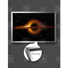 SML Tablo Karadelik Black Hole Uzay Zaman Bükülmesi Kara Delik ve Yıldız Galaksi  Çerçeveli Yatay Kanvas Tablo