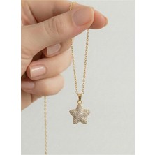 Stainles Steel Zirkon Taşlı Yıldız Kolye