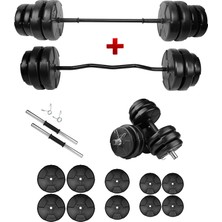 E-Life 68 kg Z Bar Dambıl Seti Ağırlık Fitness Seti Siyah Renk Dayanıklı Materyal ile
