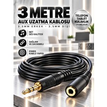 3 Metre 3.5mm Ses Kulaklık Uzatma Kablosu / Telefon, Tablet Ses Aux Adaptör Jak Kablosu