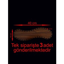Asude Hediyelik Ahşap Ceviz 40X14 cm 3 Ad Bambu Tepsi Örgü Plakası Supla Delikli Altlık Tığ Taban Işi Sepet Tabanı