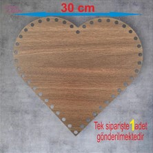Asude Hediyelik Ahşap Kalp Ceviz 30 cm 1 Ad Bambu Tepsi Örgü Plakası Supla Delikli Altlık Tığ Taban Işi Sepet Tabanı