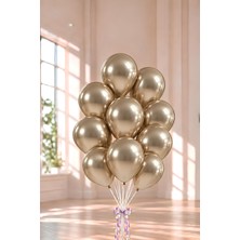 Patladı Gitti 12 Inç Krom Gold Balon 10 Adet