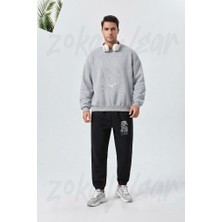 Zoka Wear Fenrir The Monster Wolf Of Norse Mythology Gray Baskılı Gri Siyah Eşofman Takımı