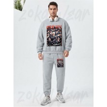 Zoka Wear Stray Kids Skzoo V1 Baskılı Gri Eşofman Takımı