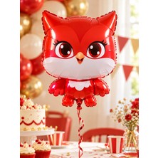Tatlı Günler Kırmızı Baykuş Figürlü Folyo Balon Çocuk Doğum Günü Parti Süsü