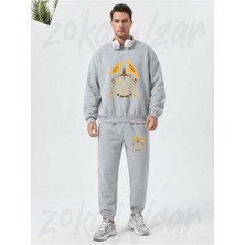 Zoka Wear Norse Mythology Spear Of Odin Gungnir Runes Geri Freki Huginn Muninn Baskılı Gri Eşofman Takımı