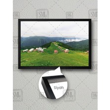SML Tablo Pokut Yaylası Karadeniz Rize Yayla Yeşil Doğa  Çerçeveli Yatay Kanvas Tablo