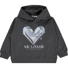 Civil Girls Kalp Baskılı 6-9 Yaş Sweatshirt - Gri
