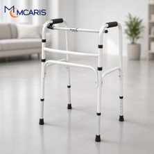 Mcaris Katlanabilir Yürüteç Beyaz | Mcarıs Walker Hasta Yaşlı Yürüteci | Boru Çapı 25 mm