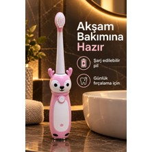 Masa Dostu Elektrikli Diş Fırçası Pembe Figürlü Değiştirilebilir Başlıklı Tdms-07