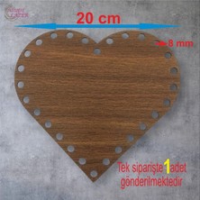 Asude Hediyelik Ahşap Kalp Ceviz 20 cm 1 Ad Bambu Tepsi Örgü Plakası Supla Delikli Altlık Tığ Taban Işi Sepet Tabanı