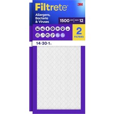 Zemira Filtrete 14X30X1, Ac Fırın Hava Filtresi, Mpr 1500, Healthy Living Ultra Alerjen, 2'li Paket (Tam Ö