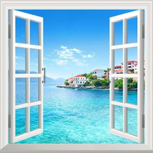 Zemira Pencere Poster Duvar Kağıdı Yunanistan Firkardo Yapışkanlı Sticker
