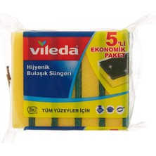 Zemira Vileda Düz Hijyenik Bulaşık Süngeri, 5'li Ekonomik Paket, Yeşil