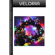 Veloria Yılbaşı Işığı Salon Lambası Renkli Aydınlatma 10M 100 LED Boncuk Lamba Rgb Işık Siyah Kablo
